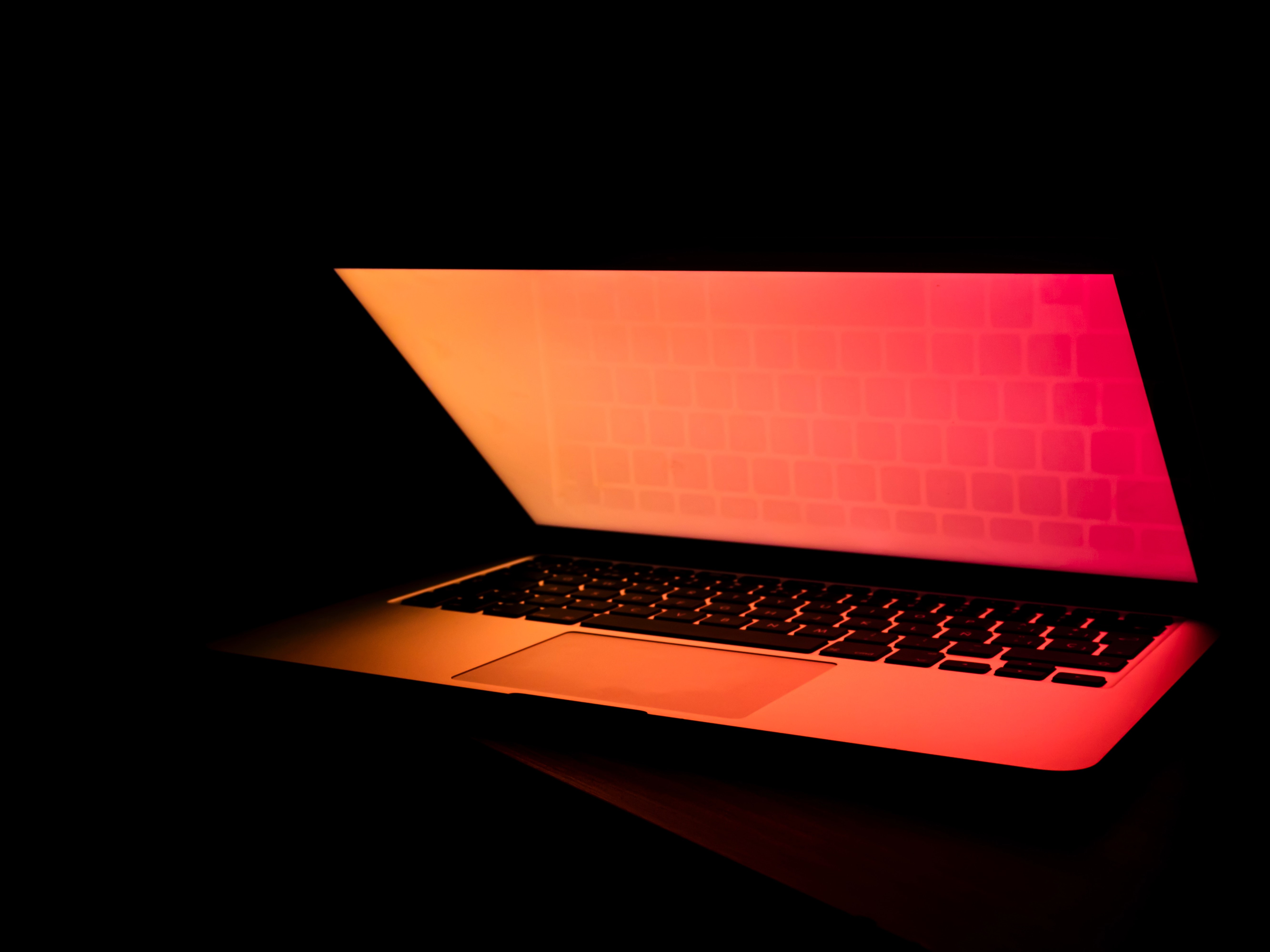 A laptop in the dark